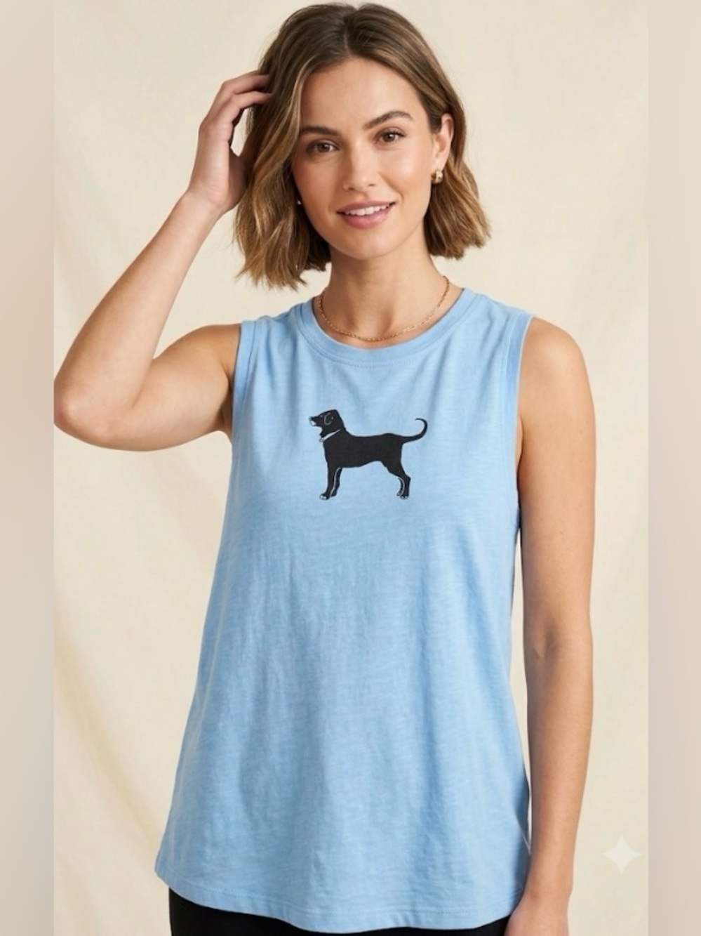 The black dog Est.1971 sleeveless tank  T-shirt, size large light blue